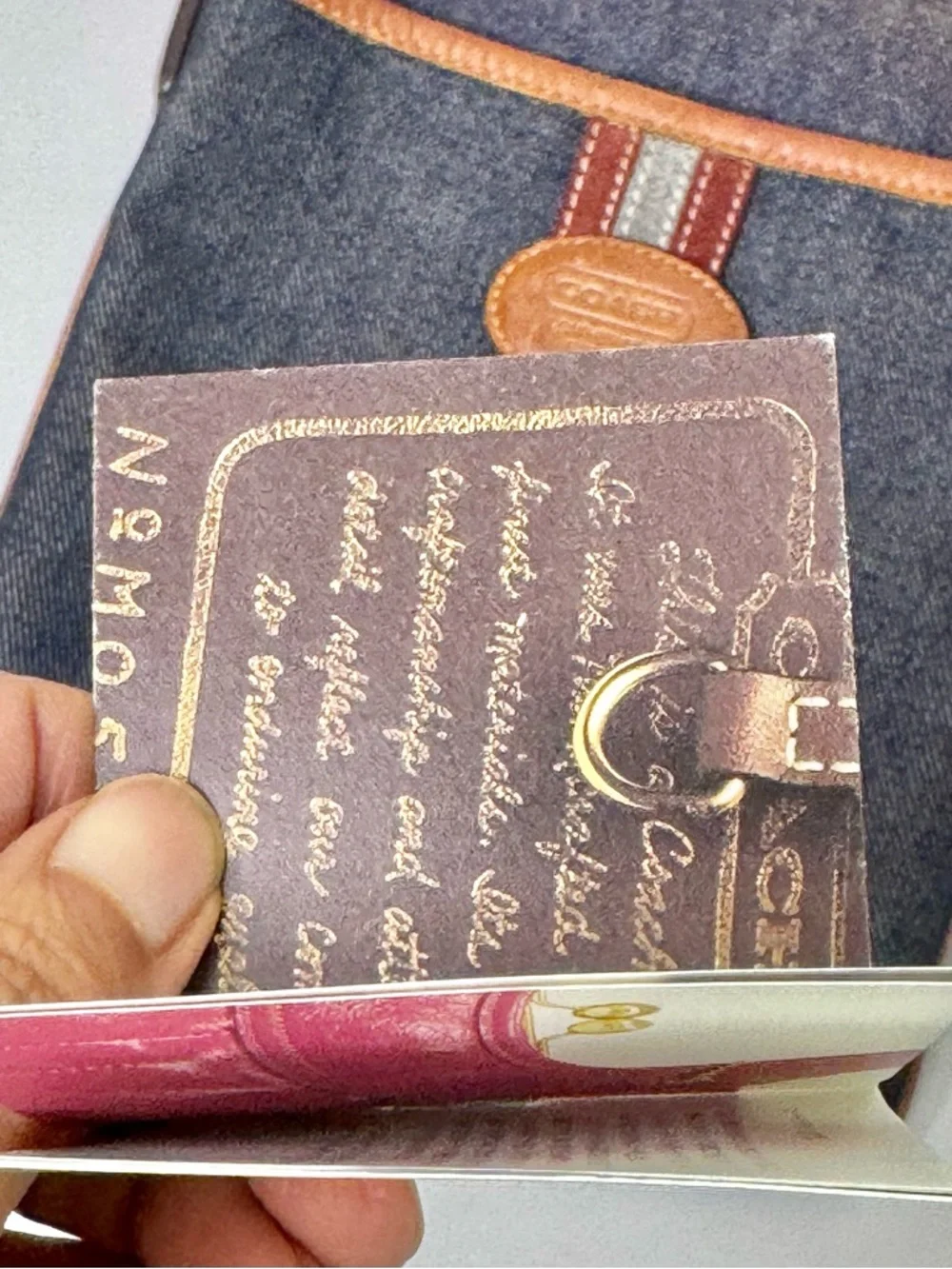 Coach Denim Suede Heritage Stripe bag Vintage 2003 with booklet - Picture 3 of 17